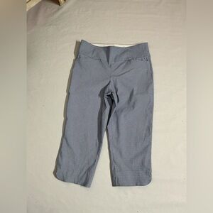 Women's Blue pull up crop strech Pants size 14  in new condition whit tags